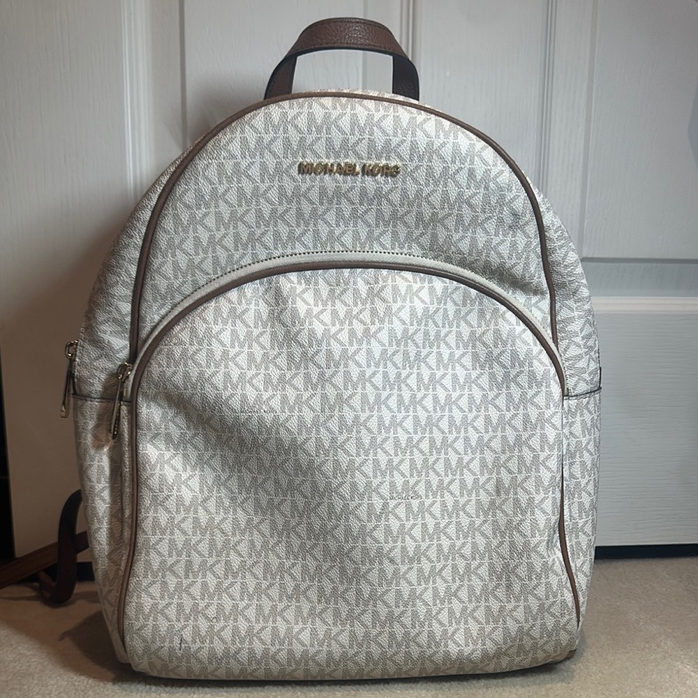 Michael Kors White and Brown Backpack